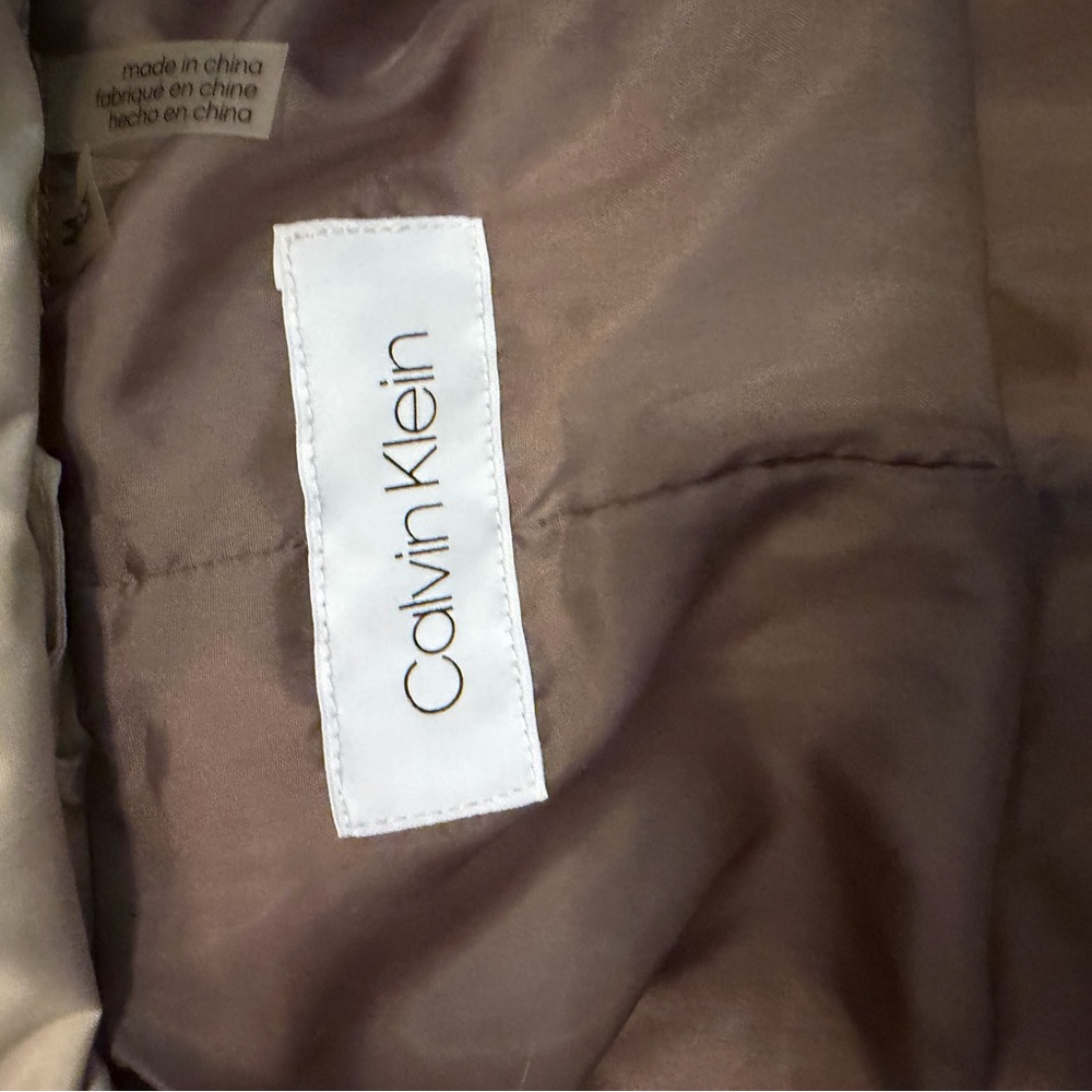 Calvin Klein Light Beige Puffer Coat with Faux Fur - Picture 5 of 7